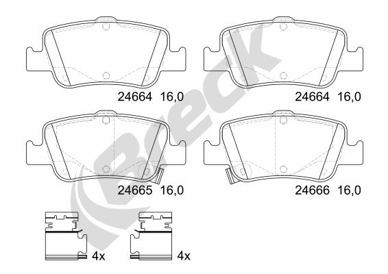Brake Pad Set, disc brake - 24664 00 704 10 BRECK